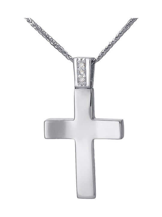 White Gold Cross 18K