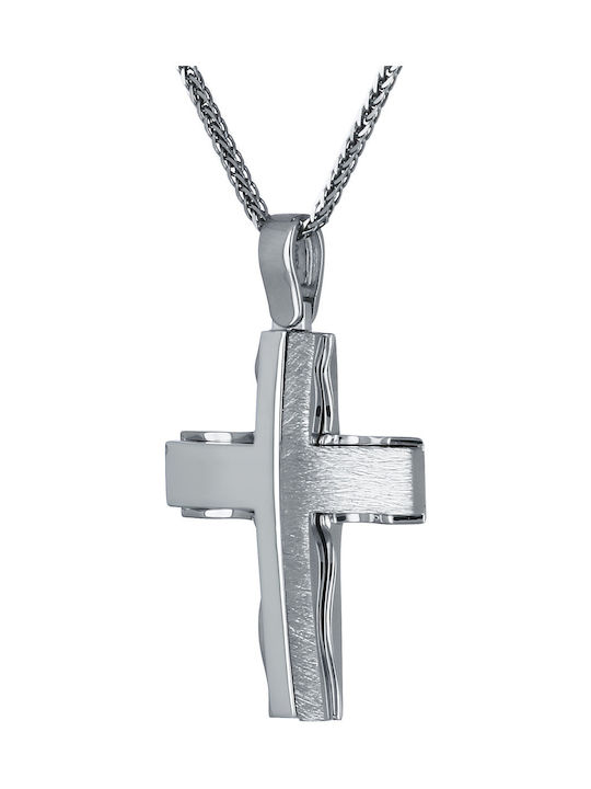 Men's White Gold Cross 14K