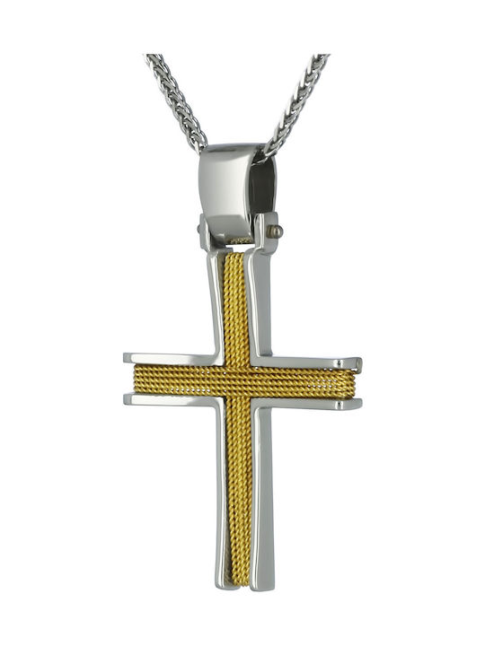 Men's White Gold Cross 14K