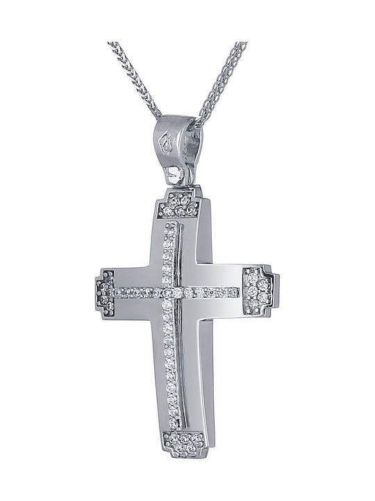 Damen Weißgold Kreuz 14K