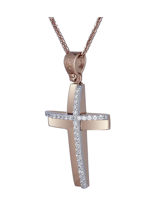 Damen Roségold Kreuz 14K