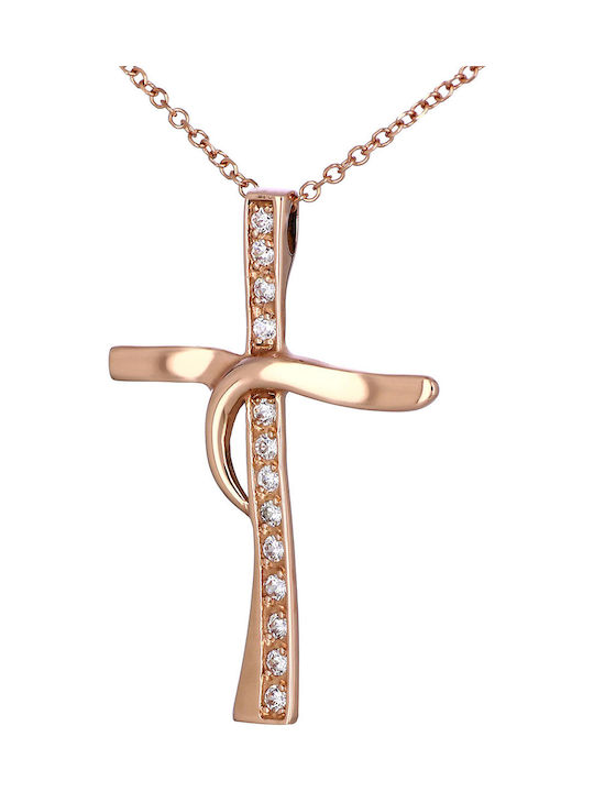 Damen Roségold Kreuz 14K