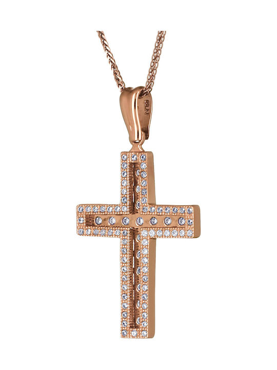 Damen Roségold Kreuz 14K