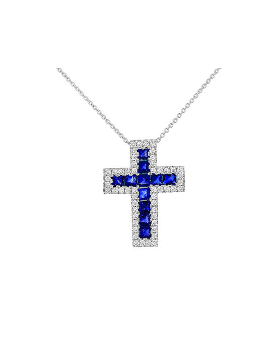 White Gold Cross 18K with Chain