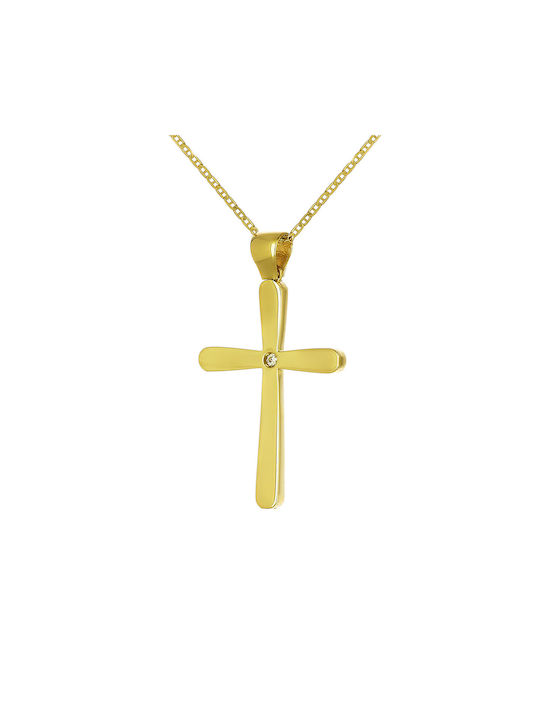 Damen Gold Kreuz 9K mit Kette