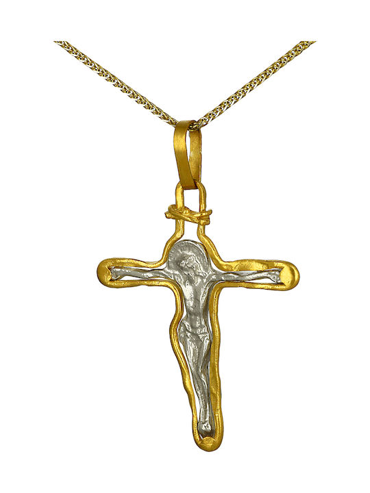 Men's Cross with the Crucified from Gold Plated Silver