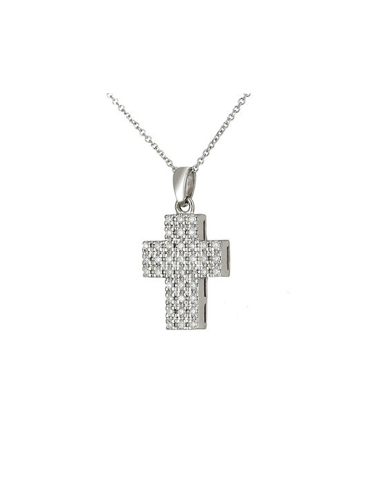 White Gold Cross 18K