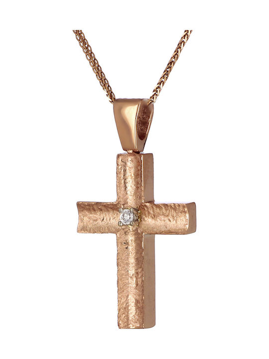 Damen Roségold Kreuz 14K