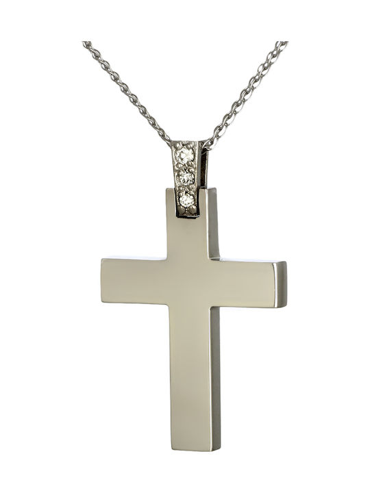 Damen Weißgold Kreuz 14K