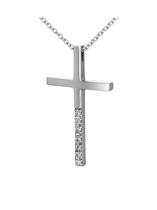 Damen Weißgold Kreuz 14K