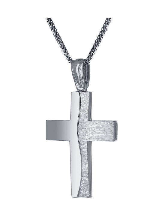 Men's White Gold Cross 14K