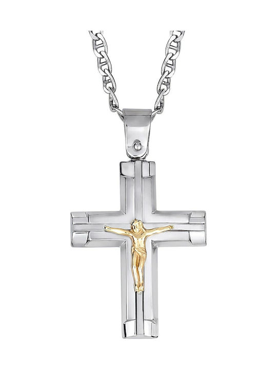 Herren Kreuz mit dem Gekreuzigten aus Silber mit Kette