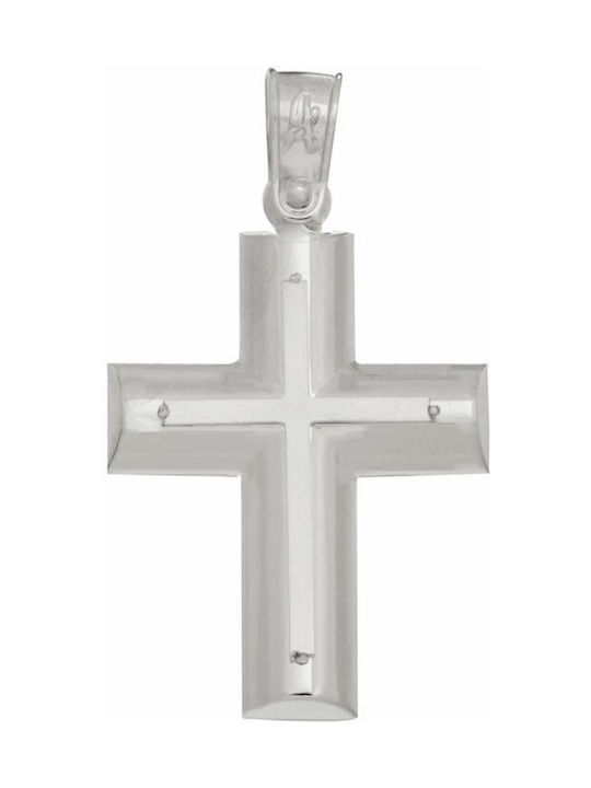 Men's White Gold Cross 14K