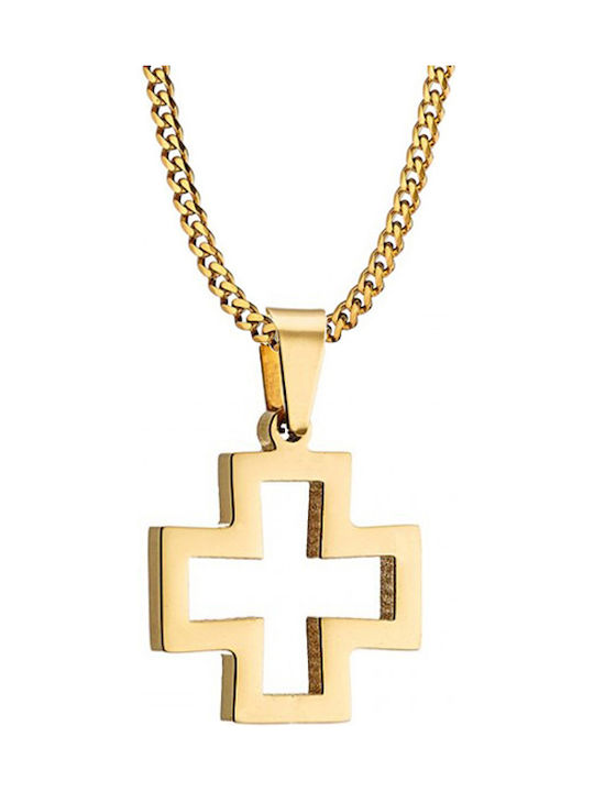 SOFI Men's Cross from Gold Plated Steel with Chain