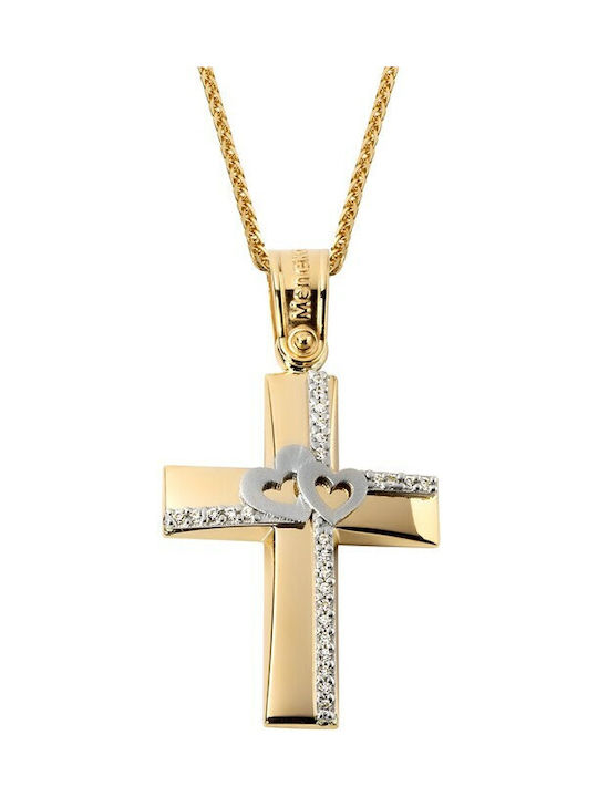 Damen Gold Kreuz 14K mit Kette