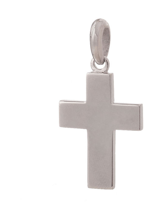 Men's White Gold Cross 18K