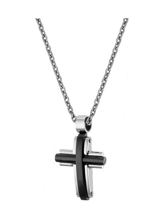 Men's Cross from Steel with Chain