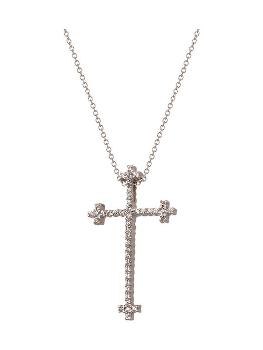 Damen Weißgold Kreuz 14K mit Kette