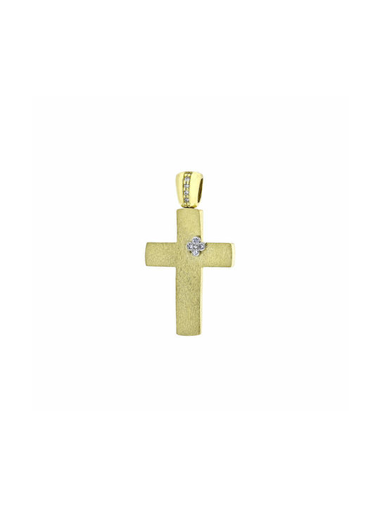 Damen Gold Kreuz 14K Beidseitig