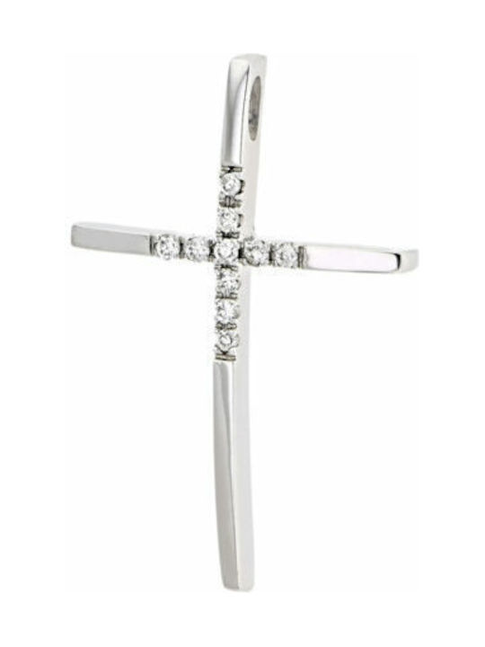 Women's White Gold Cross 18K