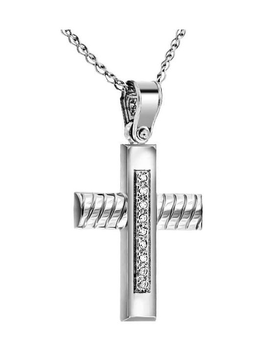 Women's White Gold Cross 14K Double Sided