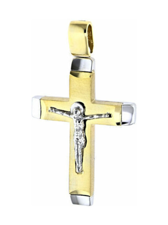 Gold Cross 14K Double Sided with the Crucified