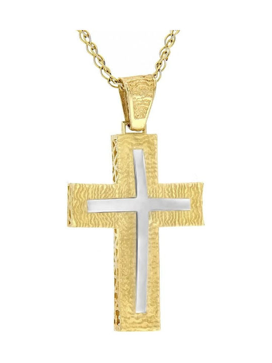 Men's Gold Cross 14K Double Sided