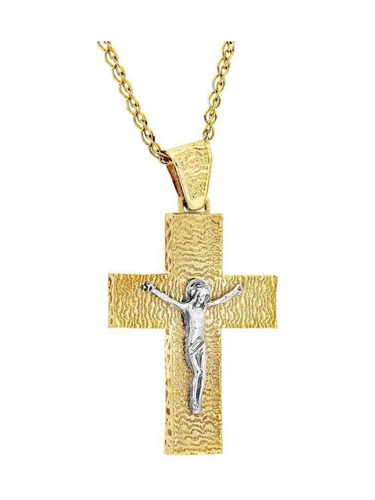 Men's Gold Cross 14K Double Sided with the Crucified