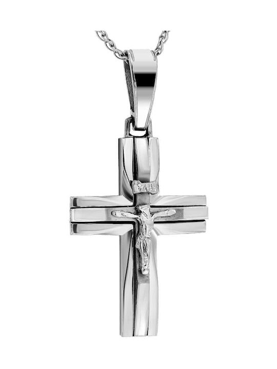 Men's White Gold Cross 14K with the Crucified