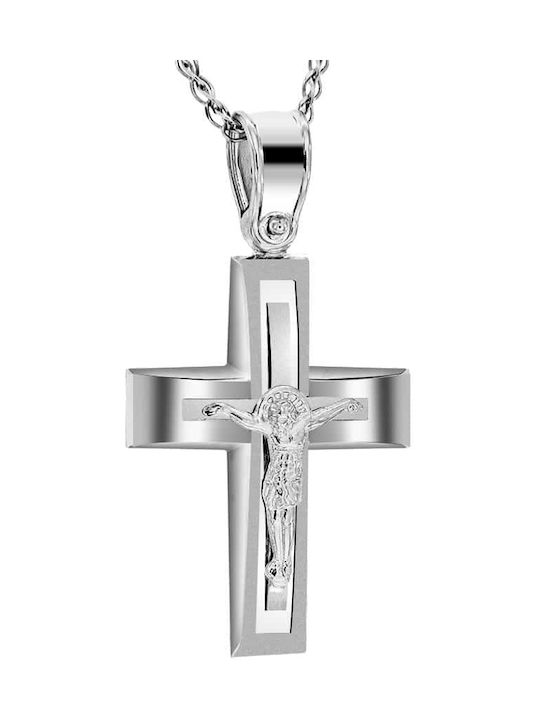 Men's White Gold Cross 14K with the Crucified