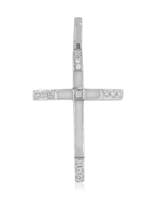 Women's White Gold Cross 18K