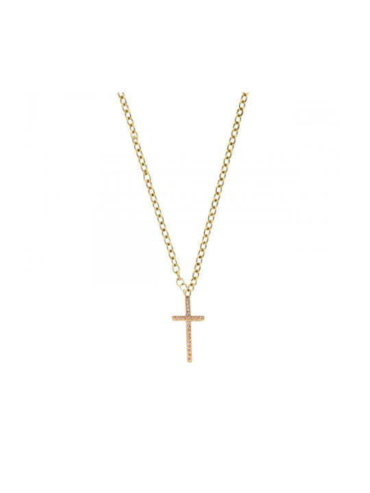 Cross from Rose Gold Plated Steel with Chain