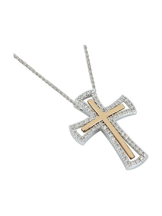 Weißgold Kreuz 14K mit Kette