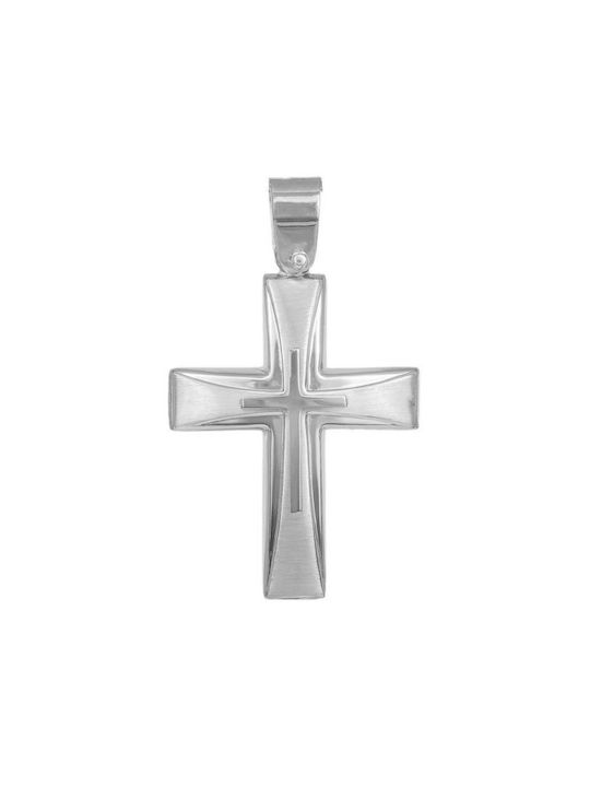 Men's White Gold Cross 14K