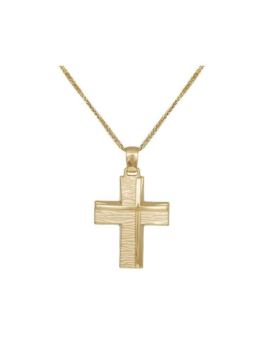 Herren Gold Kreuz 14K mit Kette