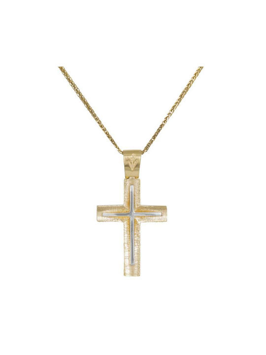 Herren Gold Kreuz 14K mit Kette