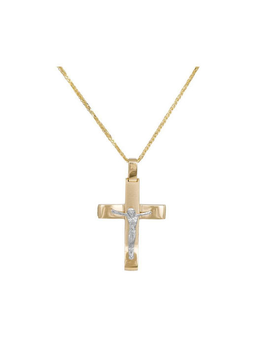 Herren Gold Kreuz 14K mit dem Gekreuzigten mit Kette