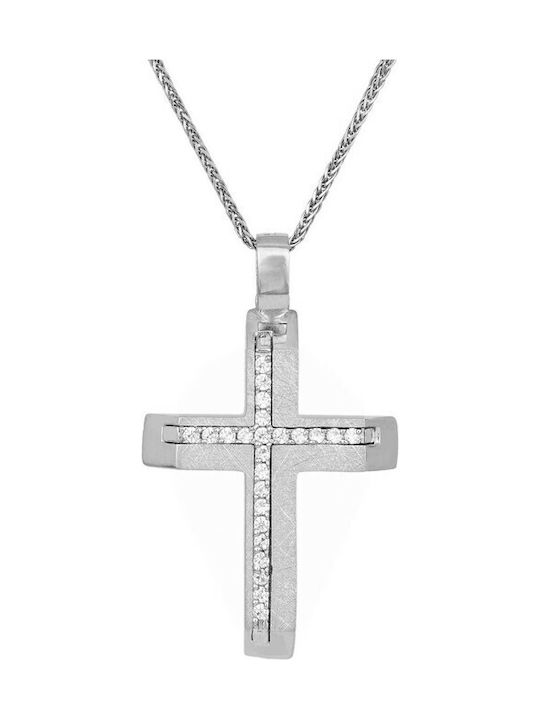 Damen Weißgold Kreuz 14K mit Kette