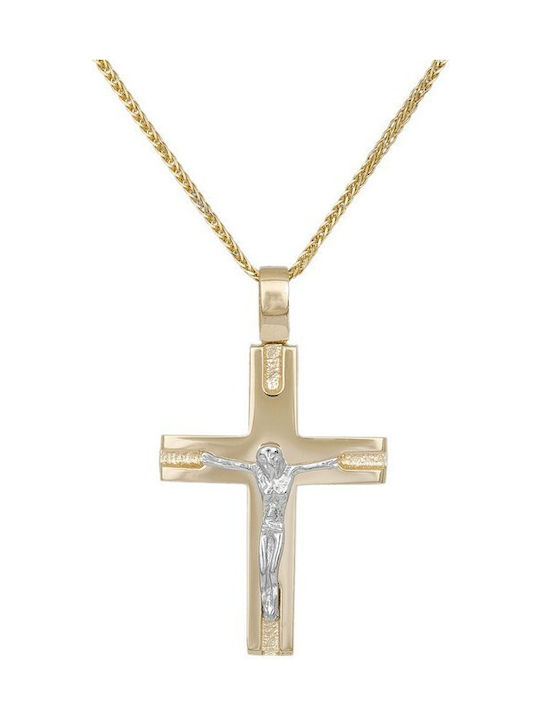 Herren Gold Kreuz 14K mit dem Gekreuzigten mit Kette