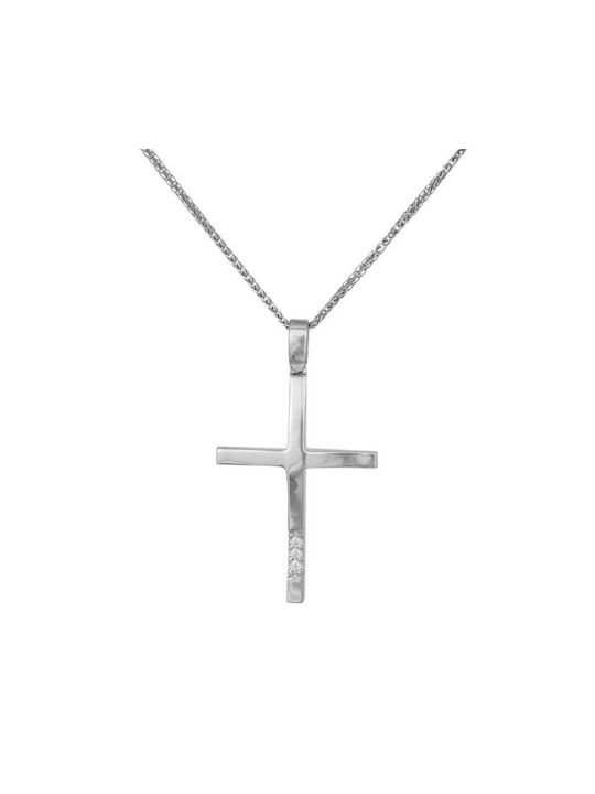 Damen Weißgold Kreuz 14K mit Kette