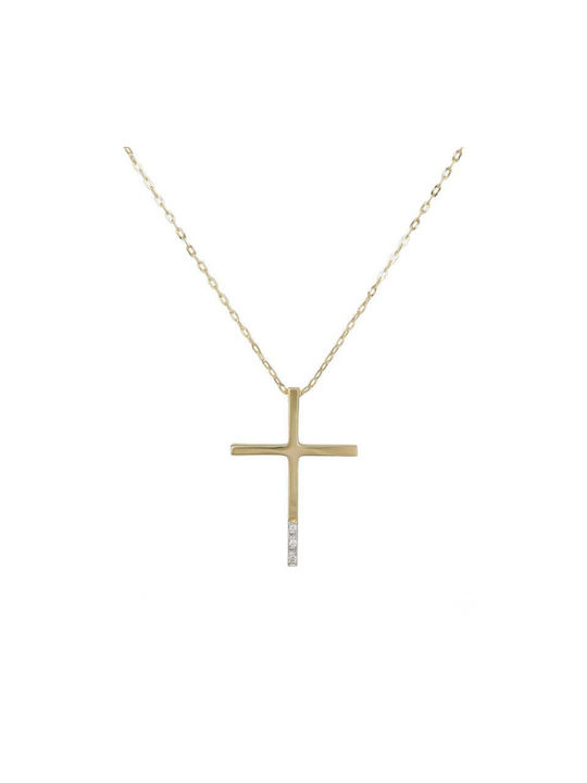 Damen Gold Kreuz 18K mit Kette