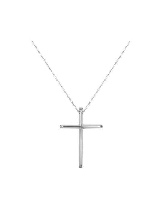 Damen Weißgold Kreuz 18K mit Kette