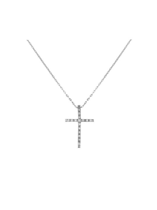 Damen Weißgold Kreuz 18K mit Kette