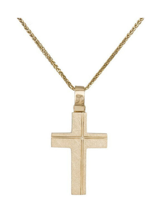 Herren Gold Kreuz 14K mit Kette