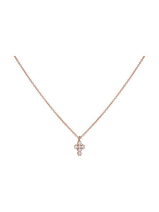 Damen Rosa Gold Kreuz 14K mit Kette