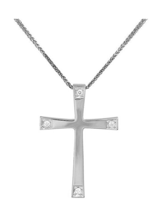 Damen Weißgold Kreuz 14K mit Kette