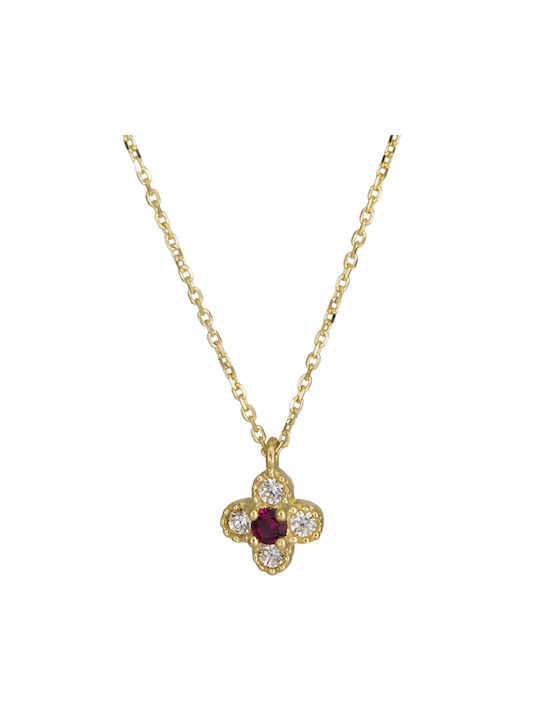 Damen Gold Kreuz 14K mit Kette