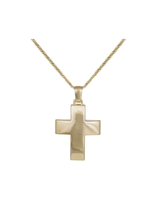 Herren Gold Kreuz 14K mit Kette