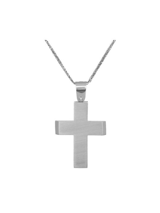 Herren Weißgold Kreuz 14K mit Kette