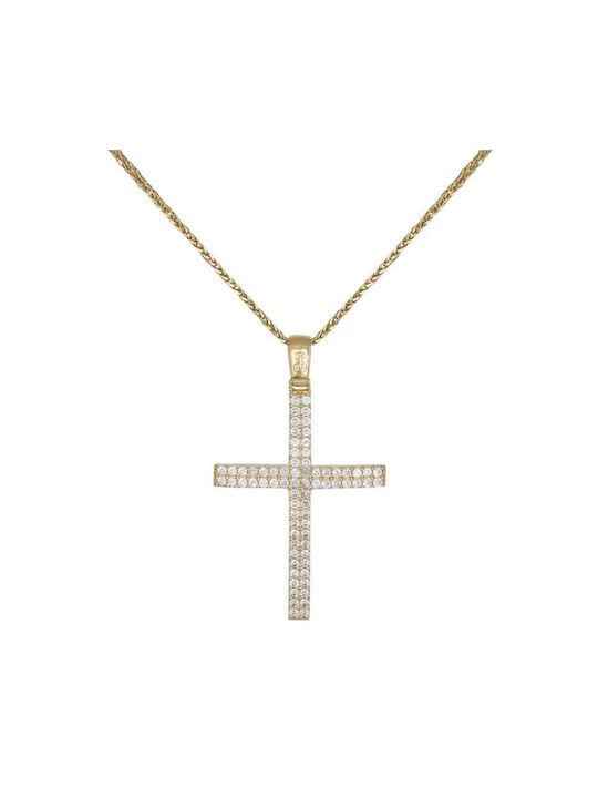 Damen Gold Kreuz 14K mit Kette